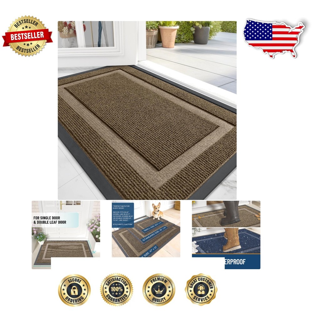 All-Season Entrance Mat 36x24 - Waterproof, Fade Resistant with Rubber Backing