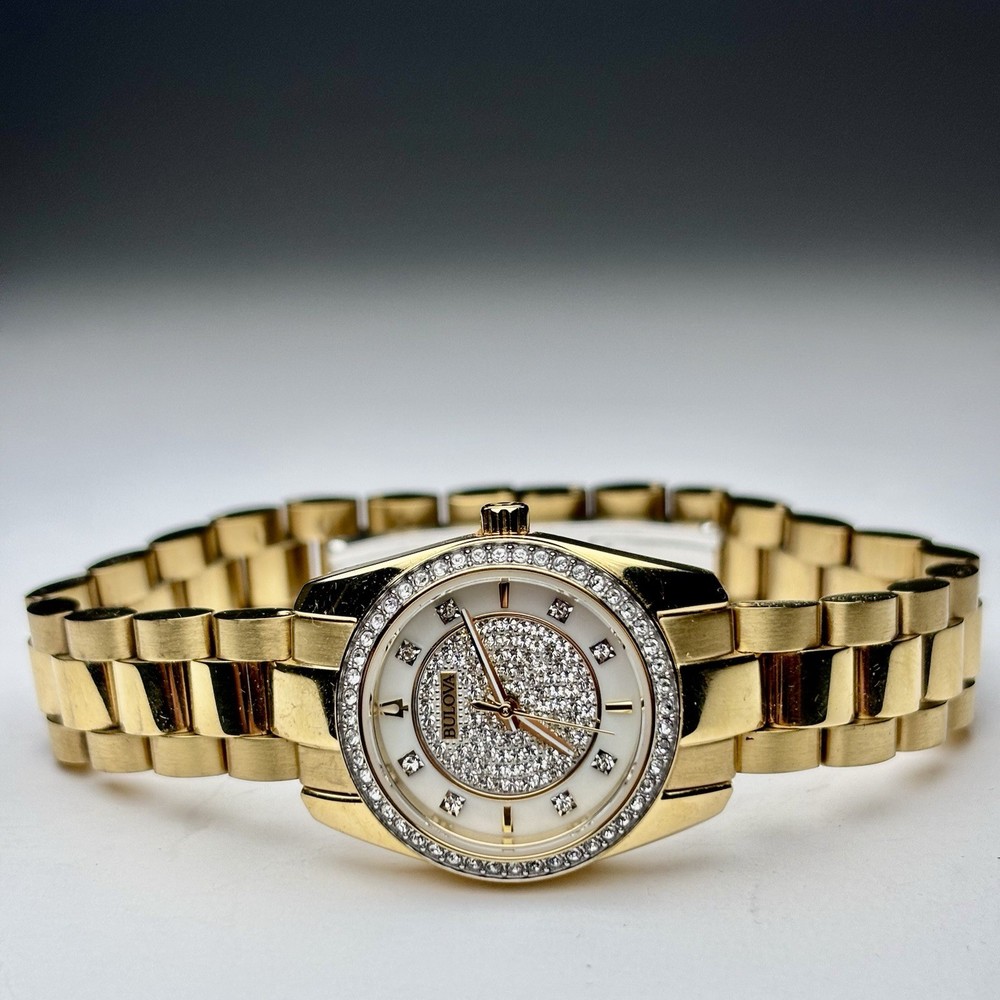 Bulova Classic Gemmed Diamond Stainless Steel Quartz Women's Watch - 98L315