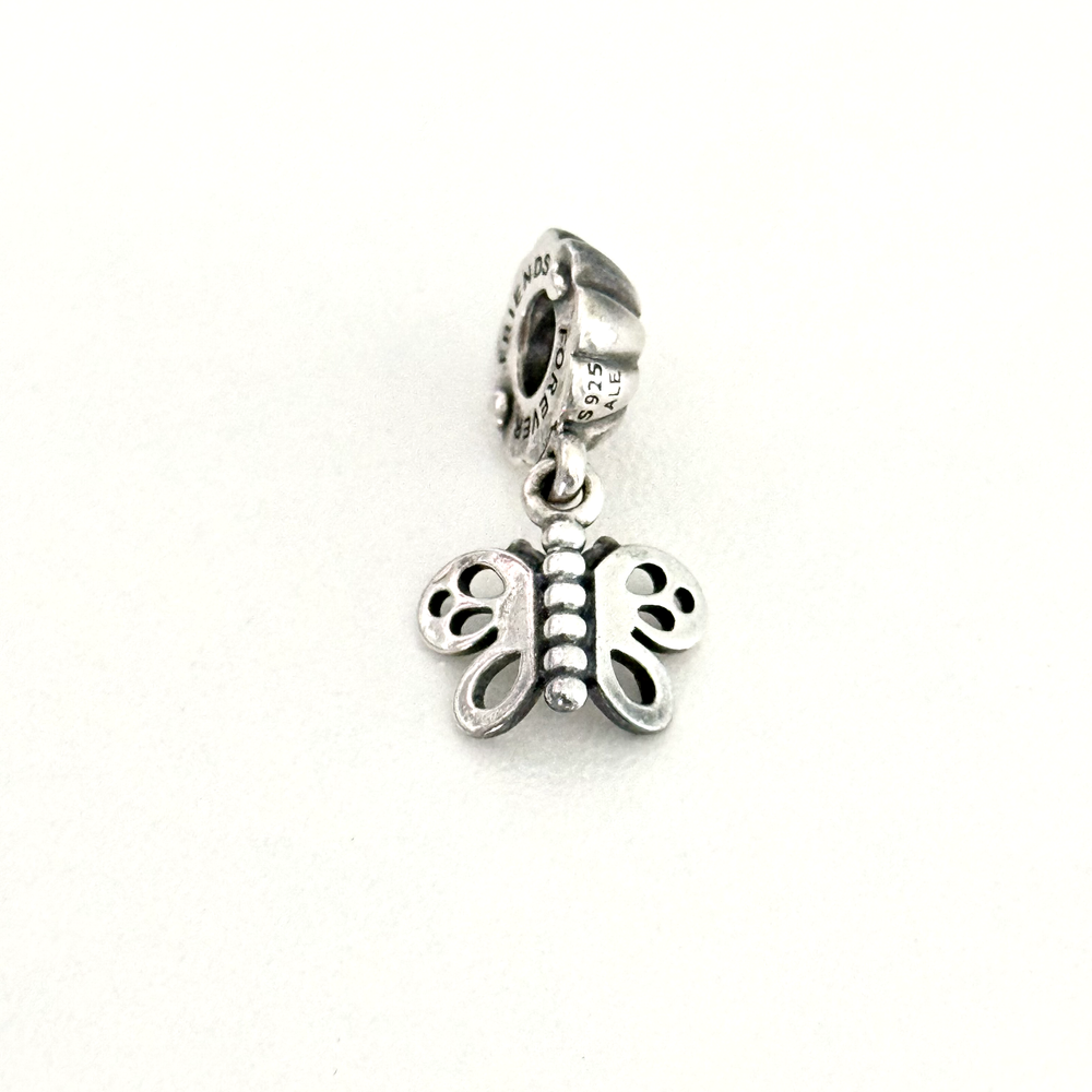 Pandora Retired Friends Forever Butterfly Charm 925 Sterling Silver Dangle Bead