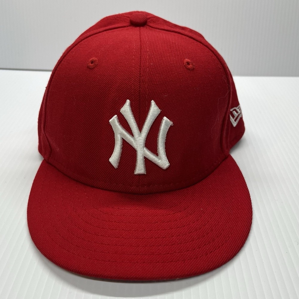 New York Yankees Hat Cap Fitted Youth 6 5/8 Red New Era 59Fifty MLB Baseball