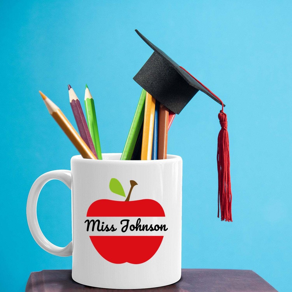 Personalized Teacher Mug Custom Teacher Name In Apple Teacher Appreciation