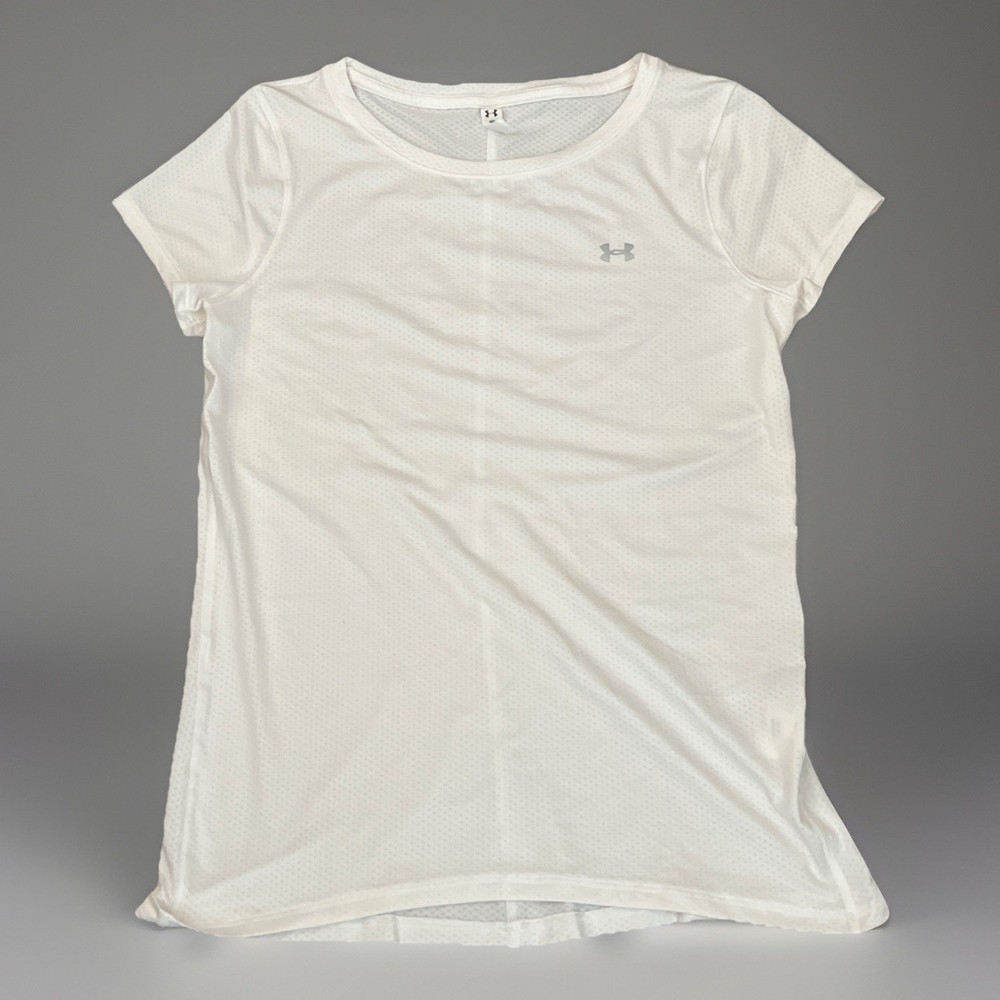 Under Armour T-shirt Women M Fitted HeatGear Short Sleeve White Athletic NWOT