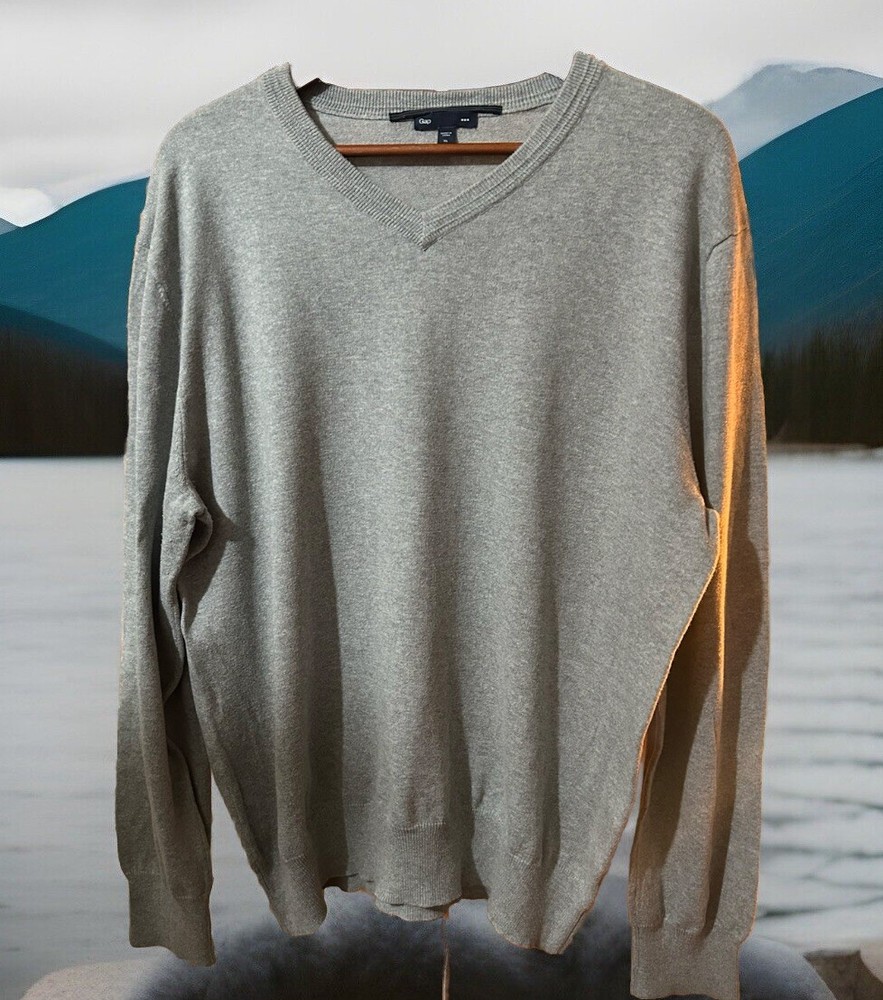 Perfect Gap Men’s Sweater XL Gray V-Neck 100% Cotton (14)