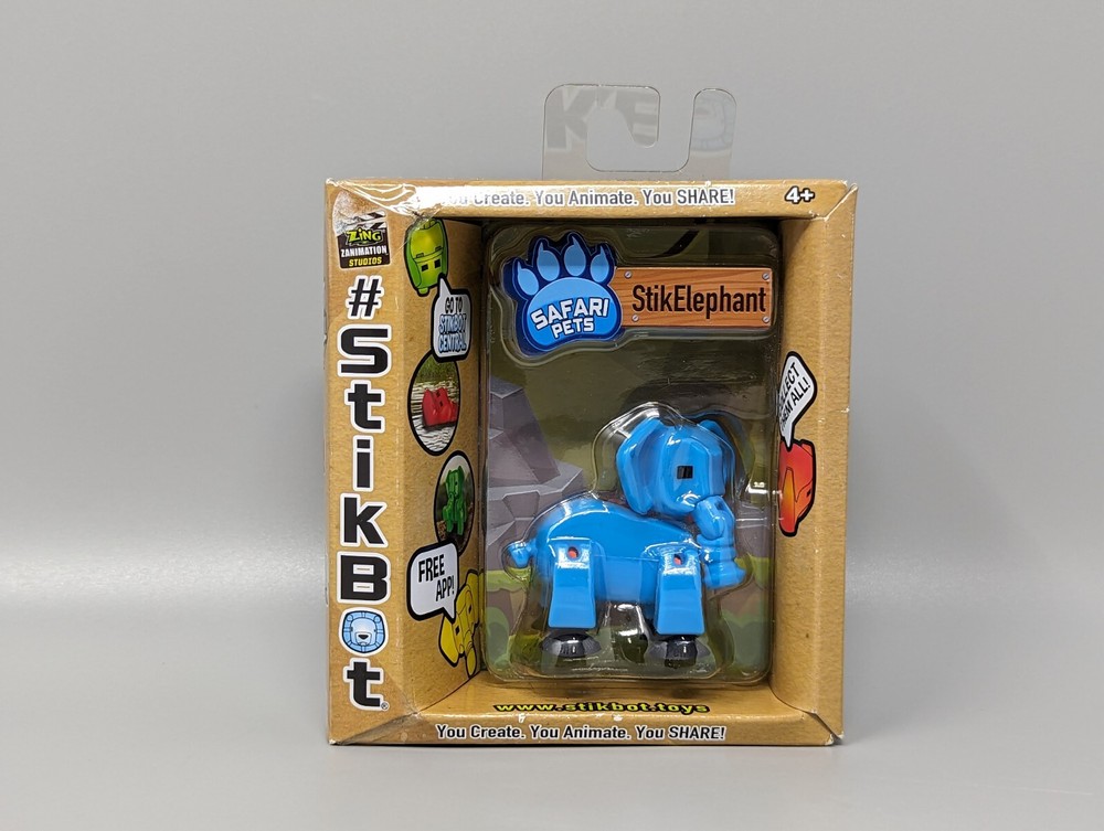 StikBot Safari Pets Blue Stik Elephant Toy Figure Zing TST622E New