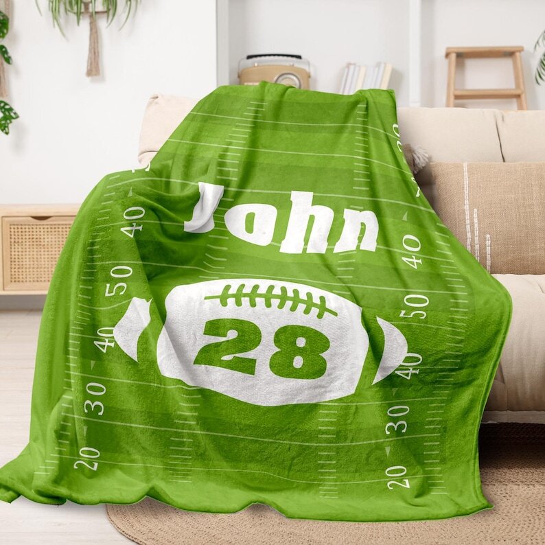 Custom personalized blanket printed Football Player's name Graphic Soft Bedding