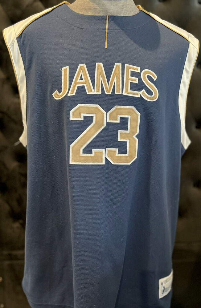 🔥Nike LeBron James 23 High School Stats Blue Gold Mens Jersey -  Size L