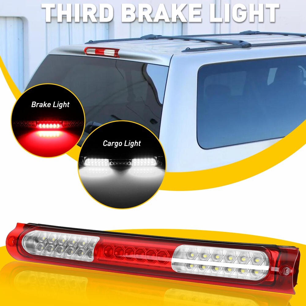Red & White Tinted 3rd Brake Cargo Light for 97-03 Ford F150 97-99 F250