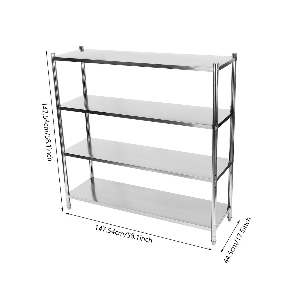 4-Shelf Heavy Duty Steel Storage Rack 1200lb Capacity 58x17.5x58in