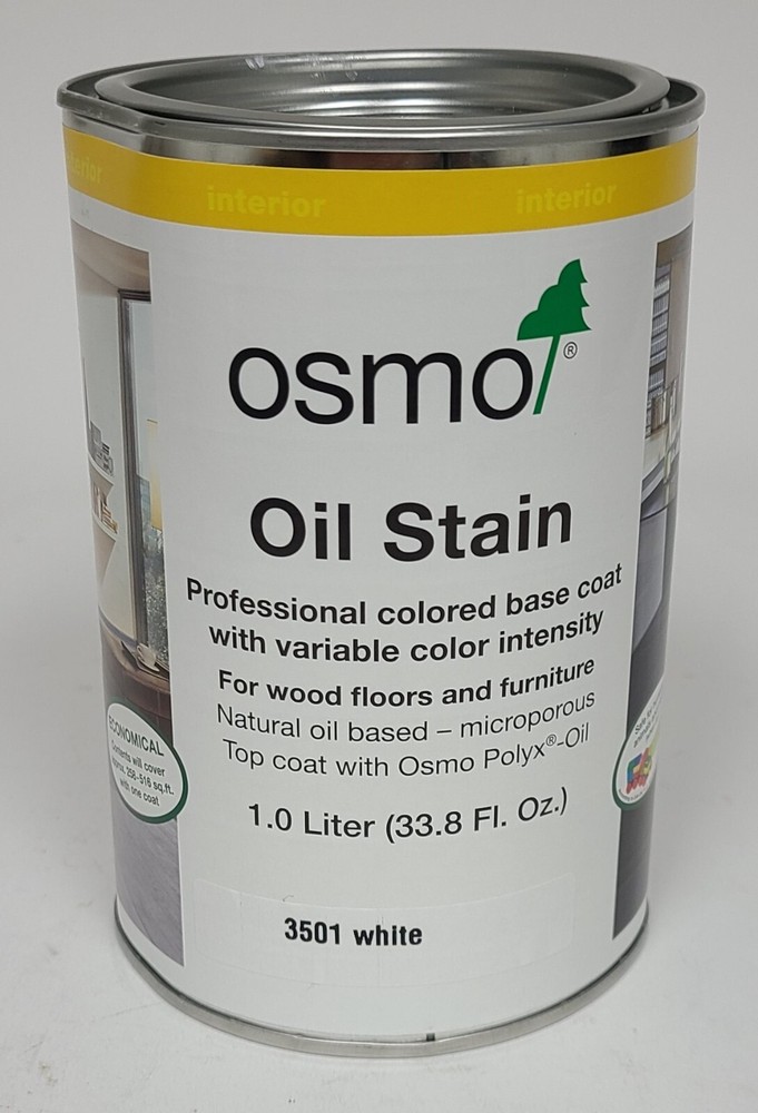 Osmo Oil Stain Wood Finish 3501 WHITE Interior 1.0 L Dented Can