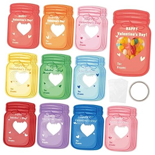 40PCS Valentines Day Gift Cards for Kids, Colorful A-Multi-colored bottles-image