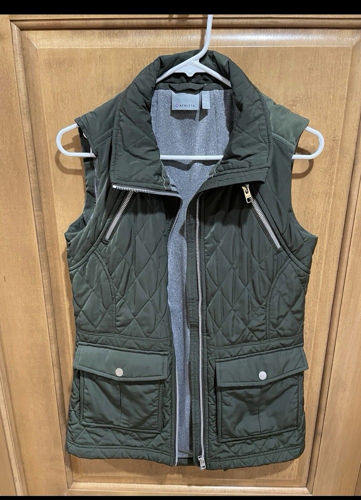 Athleta Teton Quilted Insulated Zip Lined Vest for Women in XS Green