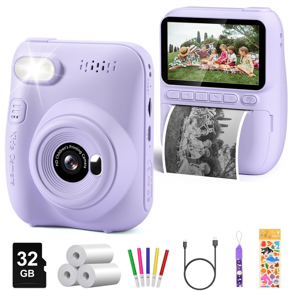 Instant Print Camera for Kids | 32MP 1080P HD Digital Camera with Printer Paper
