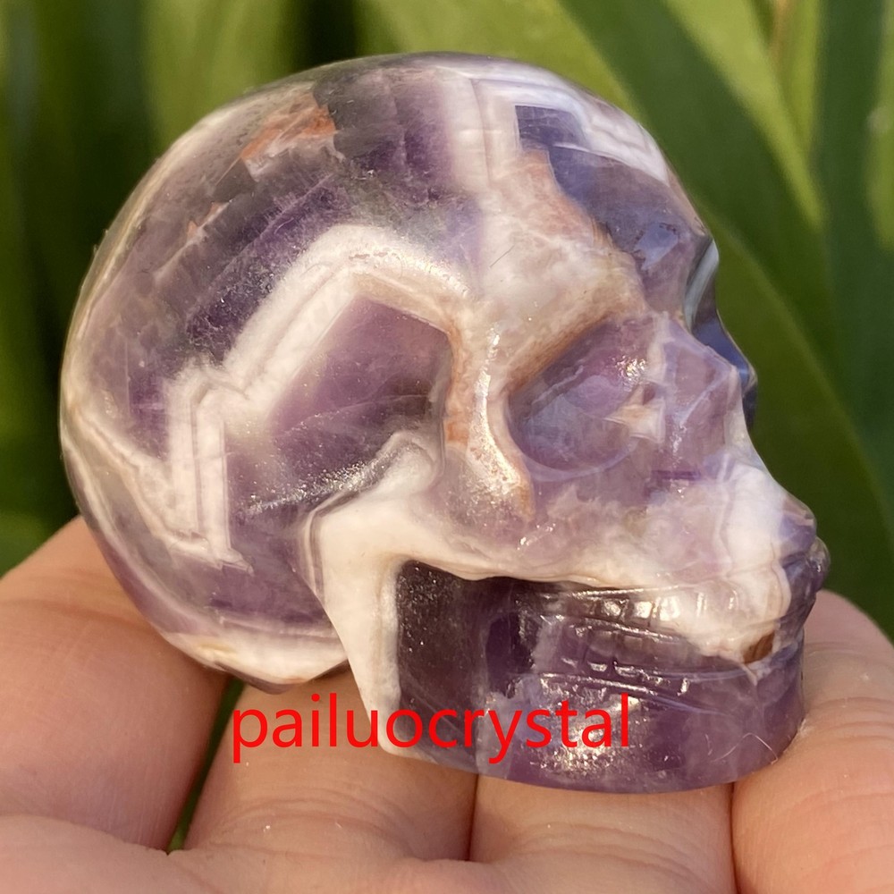 1pc Natural dreamy Amethyst Skull Quartz Crystal Skull Carved Skull Healing 1.9