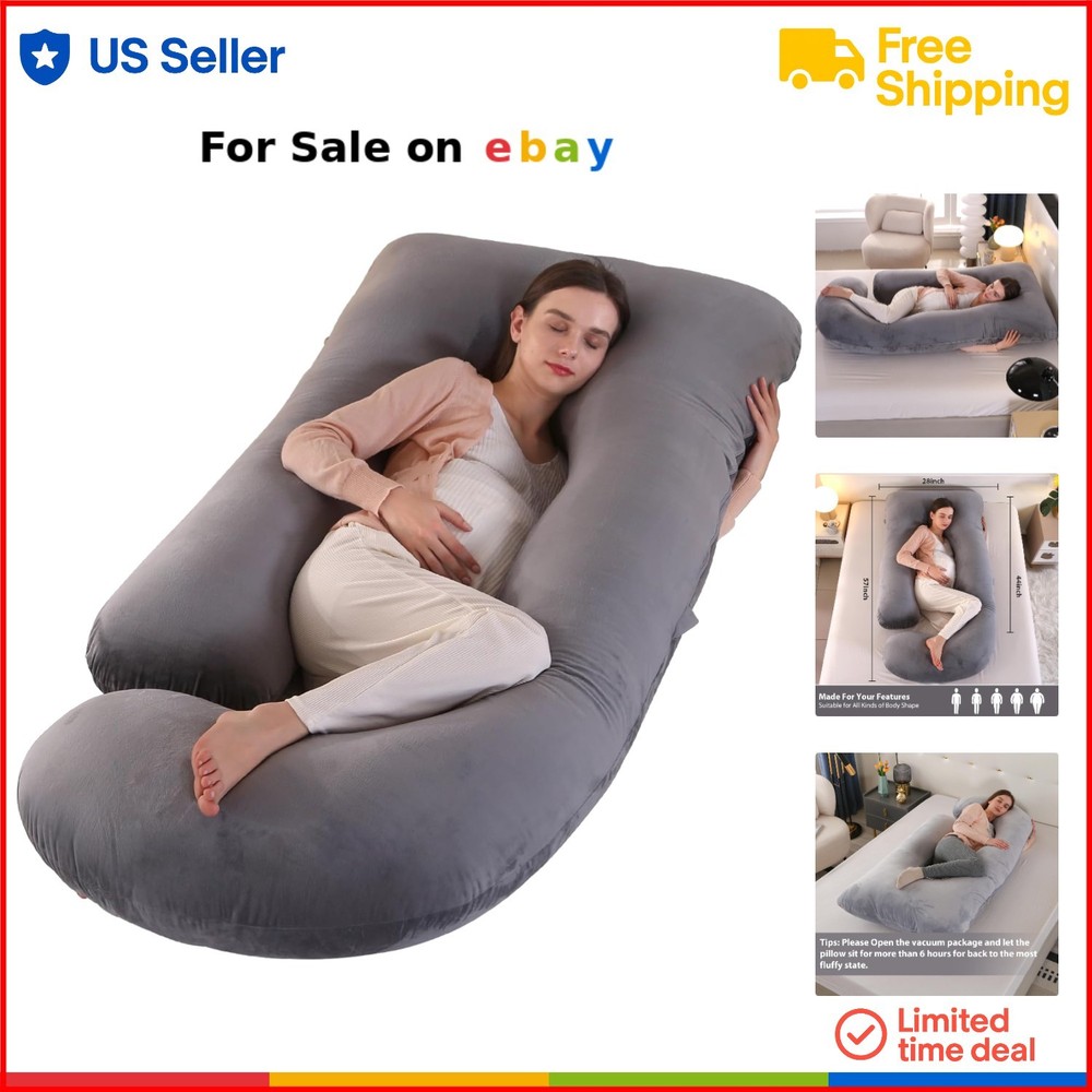 U Shaped Pregnancy Pillow for Full Body Support with Warming Cover