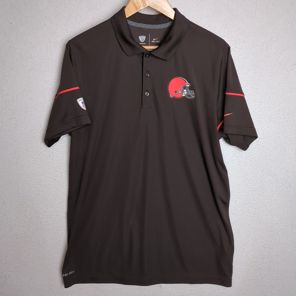 Nike Cleveland Browns Dri Fit Polo Shirt Mens Size Large L Orange Helmet