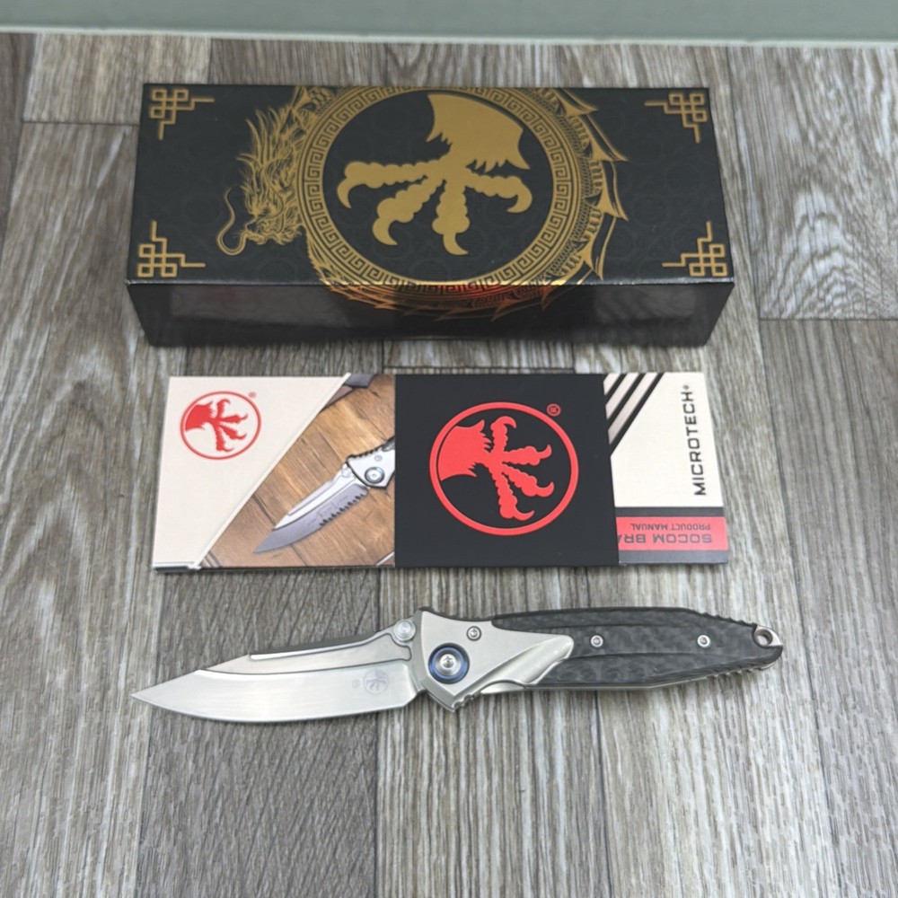 Microtech Socom Bravo Mini 260M-7 Titanium CF Straight M390 Folding Pocket Knife