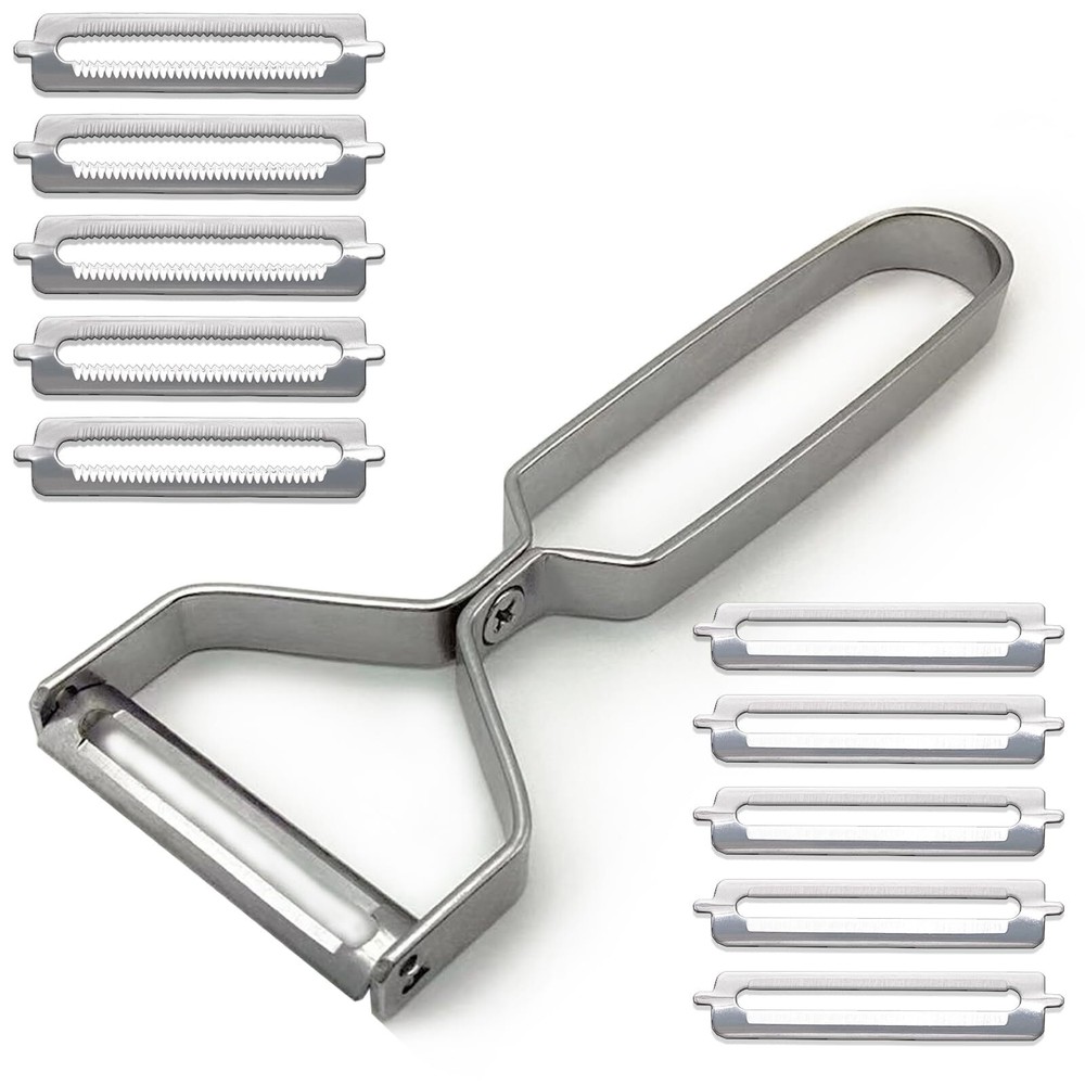 Vfrikor Metal Potato Peeler with 10PCS Replaceable Peeler Blades,Detachable Y S