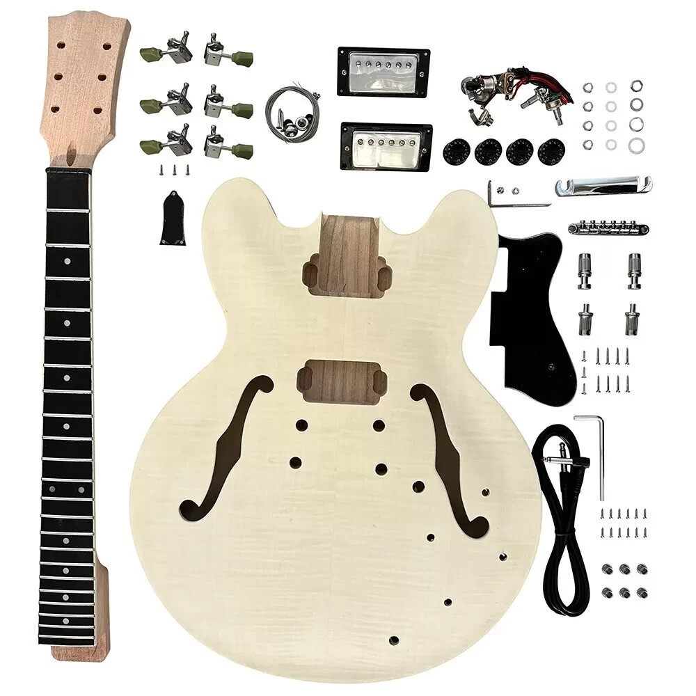 DIY Semi-Hollow Electric 335 Guitar Kit with Mahogany Neck & Rosewood Fingerboard