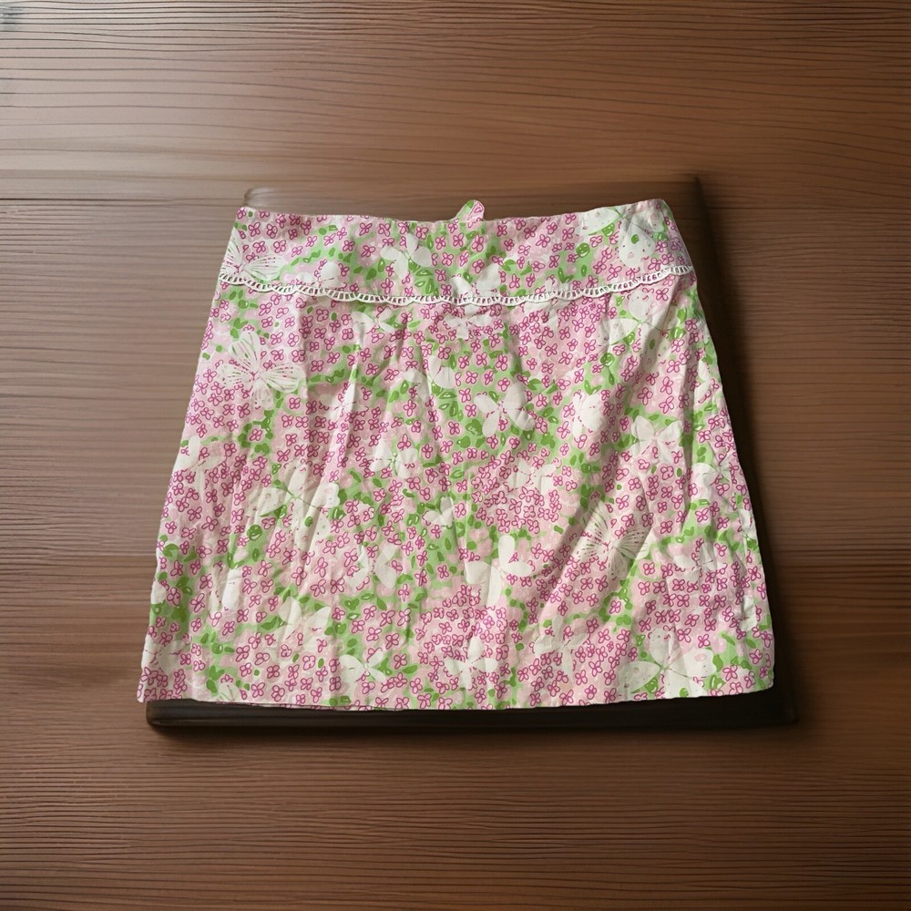vtg lilly pulitzer Sz 6 Butterfly Floral Skirt J12
