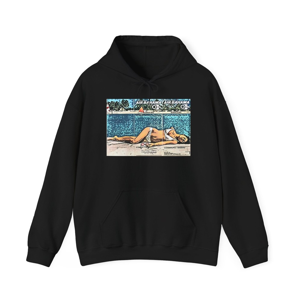 Air Bahama Retro Ad Graphic Print LS Crew Unisex Heavy Blend™ Hooded Sweatshirt