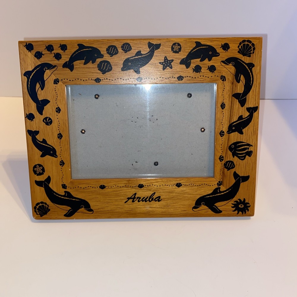 Aruba Wood Dolphin Photo Frame