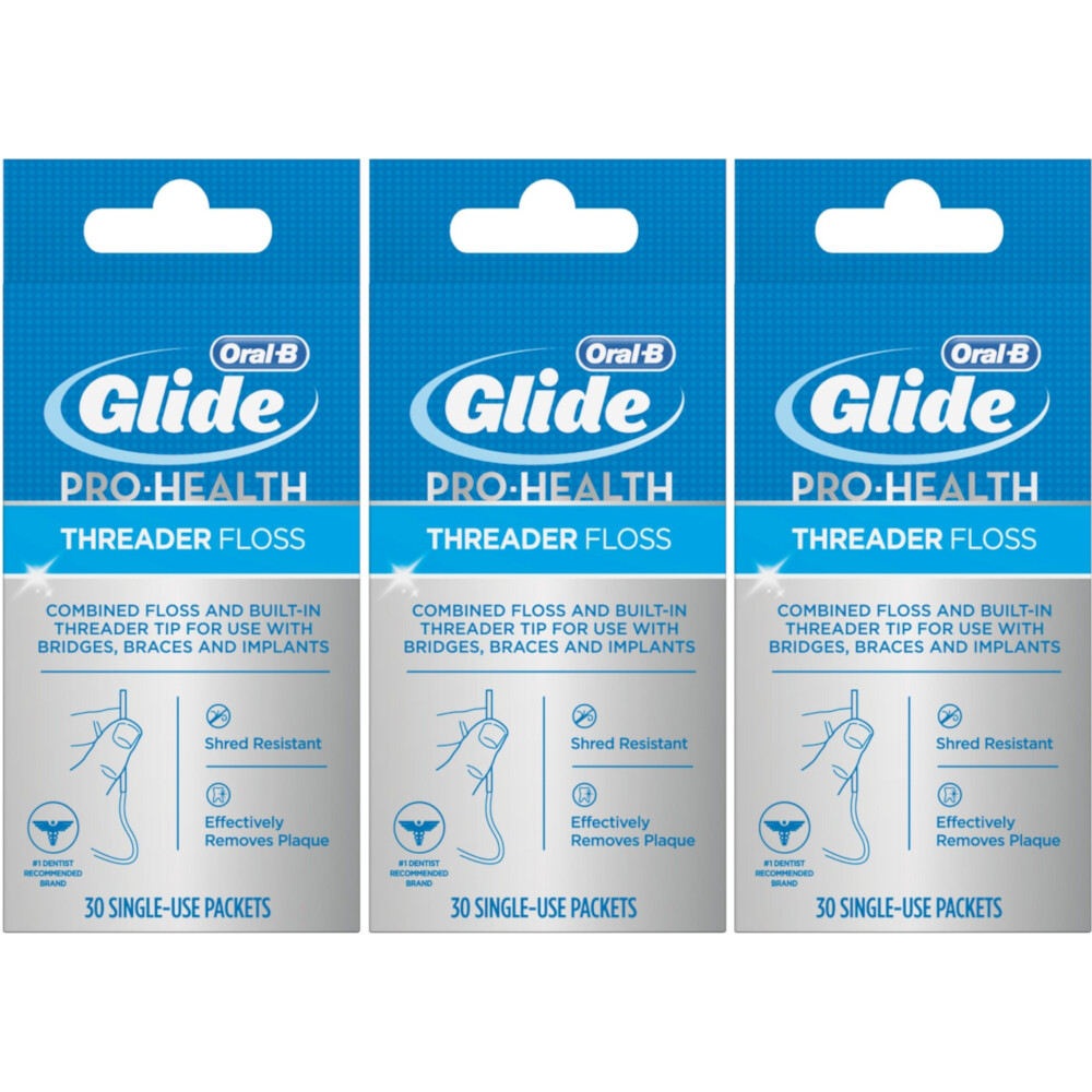 3 Pack Oral B Glide Pro Health Threader Floss 30 Each