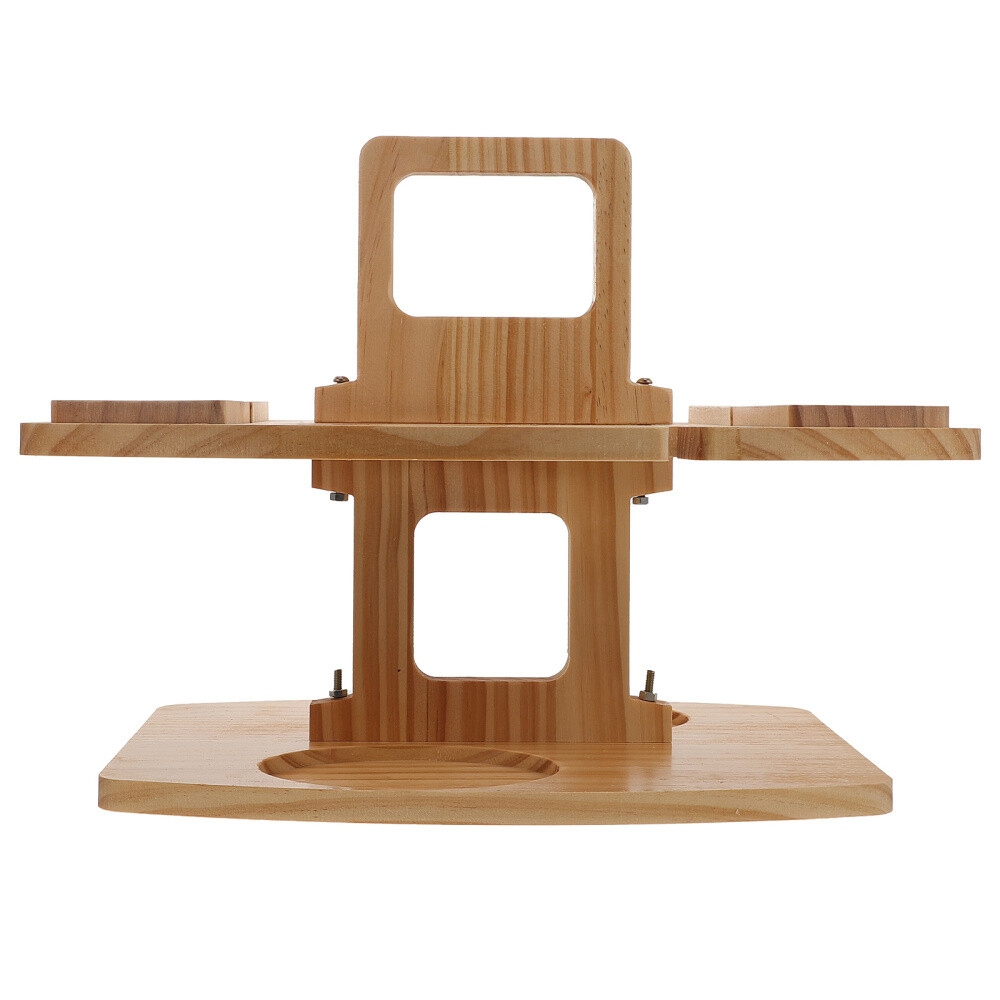 Portable Wooden Picnic Tray with Wine Rack for Camping and Countertop Use