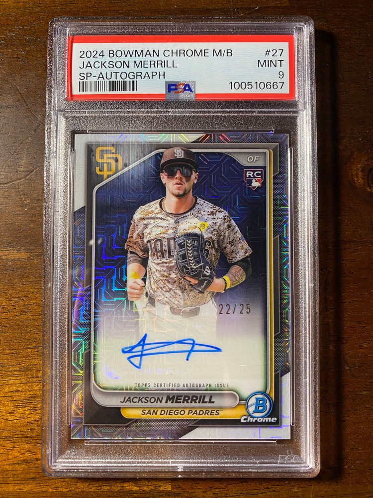 2024 Bowman Chrome Jackson Merrill RC SP Mojo Auto /25 PSA 9  