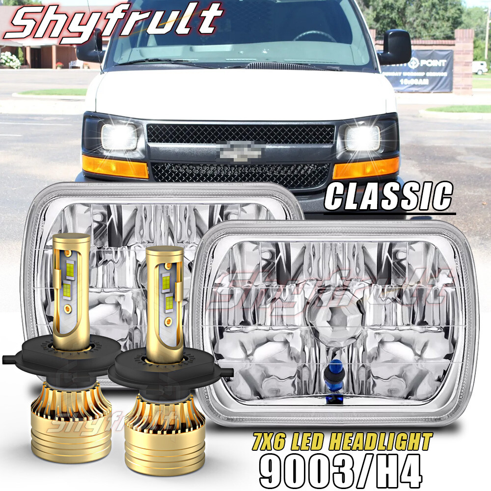 For Chevy Express Cargo Van 1500 2500 3500 Pair 7x6 5x7-Headlights Hi/Lo DRL