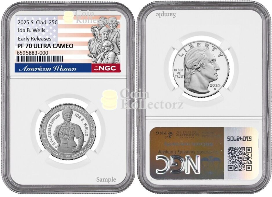 Presale 2025 S Clad Quarter 25C Ida B. Wells NGC PF70 Ultra Cameo Early Releases-image