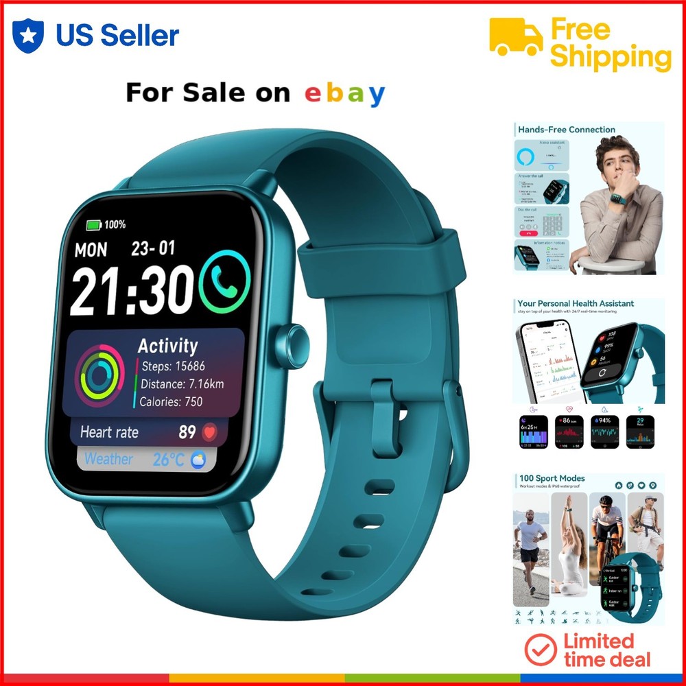 Smart Watch for Men Women with Fitness Tracker Waterproof Call Sleep Heart Rate Monitor