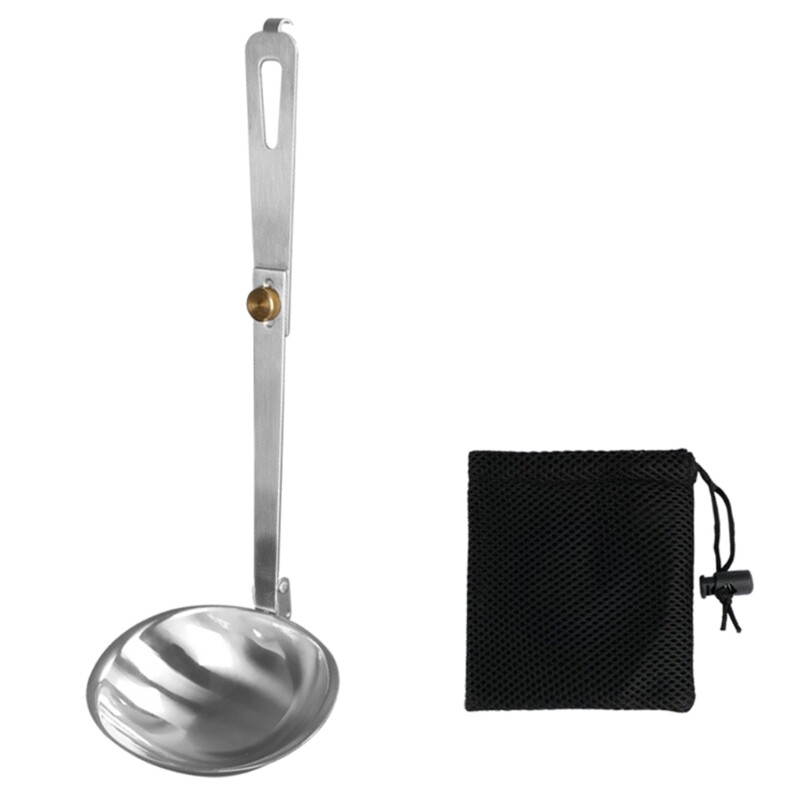 Stainless Steel Soup Ladle Spoon Folding Handle Cooking Ladle for Soup, Portable