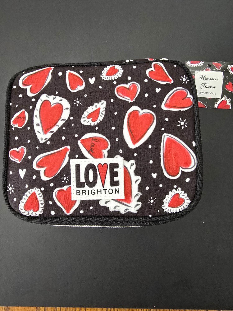 NWT Live Brighton Hearts A Flutter Black Jewelry Travel Case