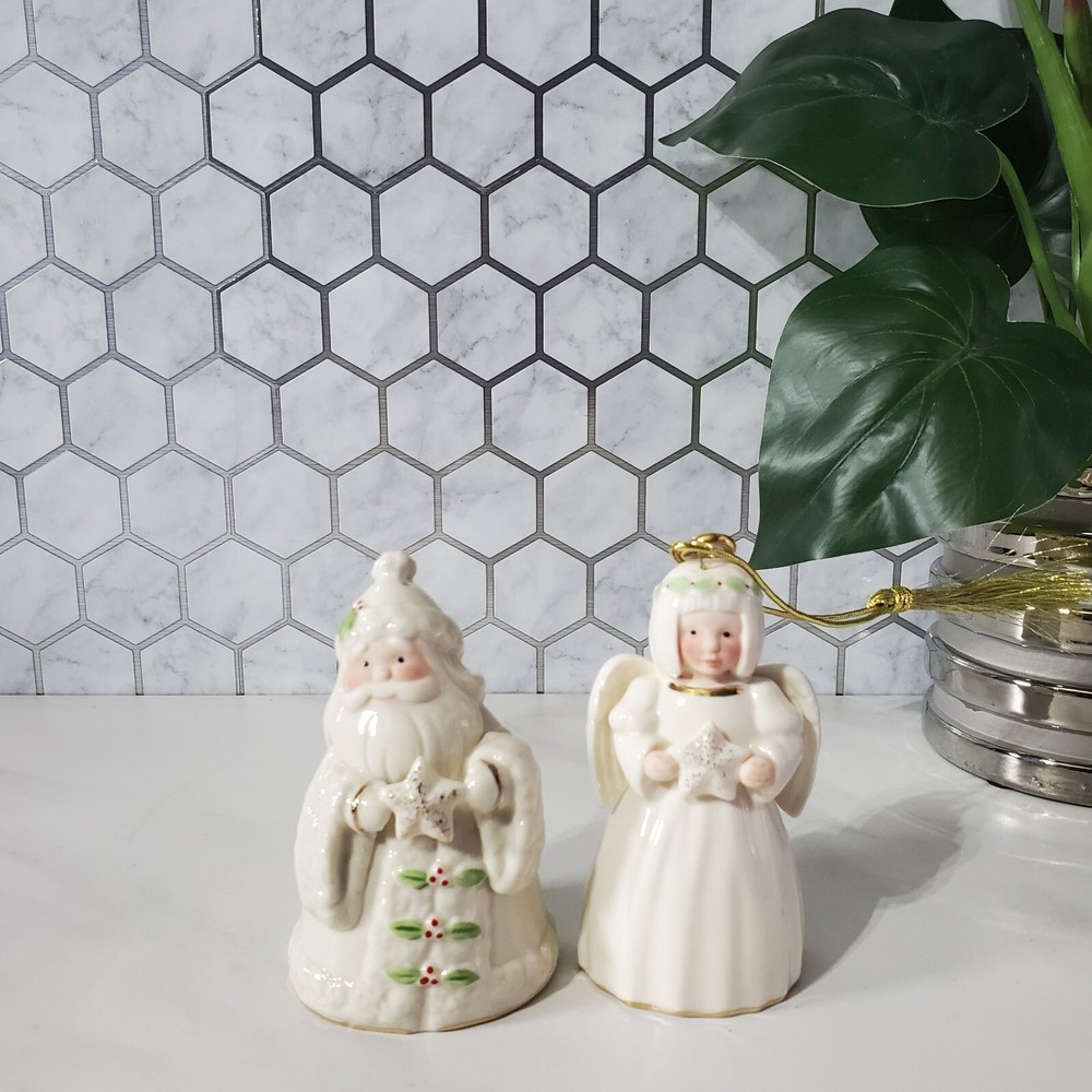 Lenox Holiday Cheer Papá Noel y Ángel Adornos 3.5