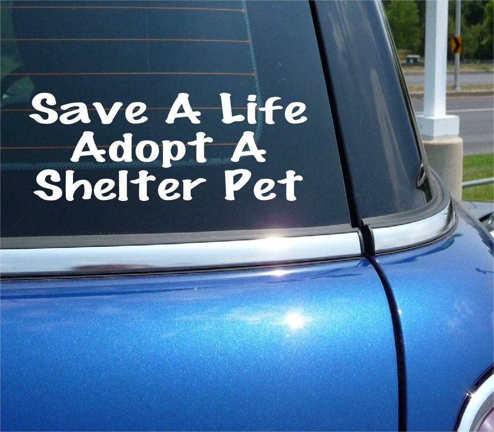 SAVE A LIFE ADOPT A SHELTER PET DECAL STICKER RESCUE DOG CAT DON’T BUY CAR TRUCK