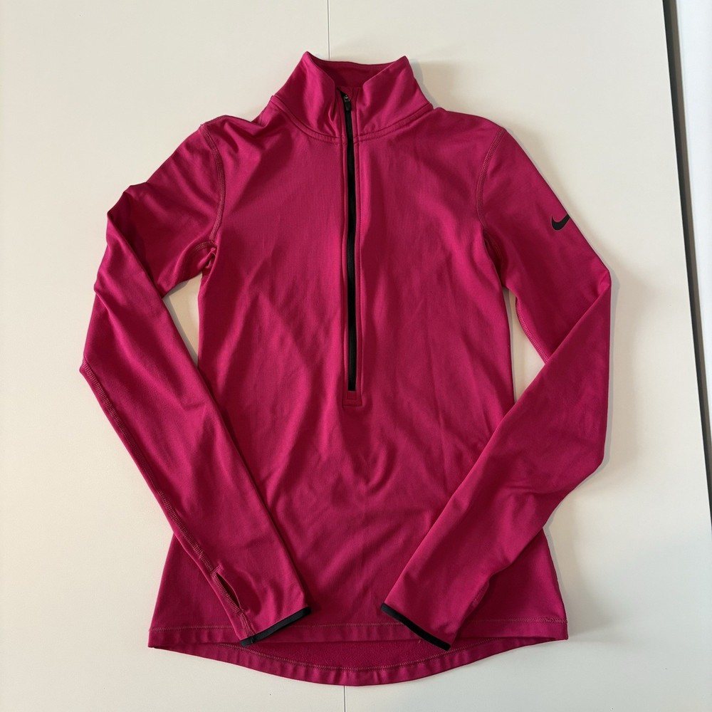 Women’s Nike Pro Dri-fit Half Zip Bright Pink Active Long Sleeve Running Shirt S