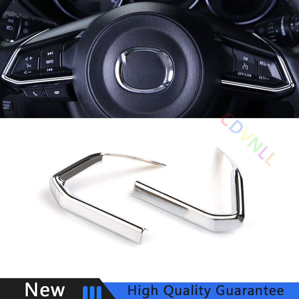 For Mazda 6 Atenza 2018-2019 Chrome Silver Car Steering Wheel Switch Cover Trim