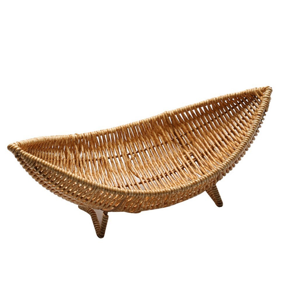 Natural and Rustic Rattan Fruit Tray Convenient For Coffee Table Woven Basket