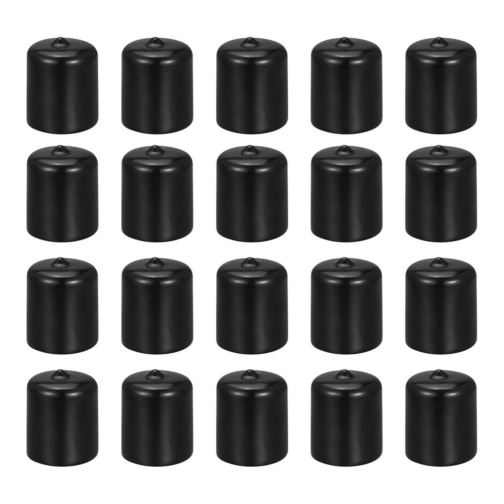 20 Pack 27mm ID Black Rubber Screw Thread Protectors Flexible Bolt End Caps