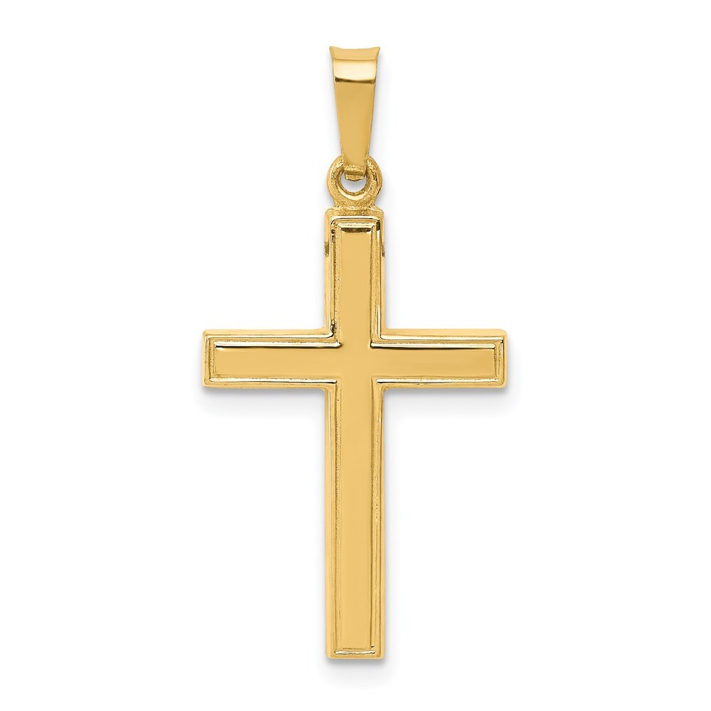 14K Yellow Gold Hollow Cross Pendant L- 1.11 Inch, W-0.36 Inch, 0.65 gram