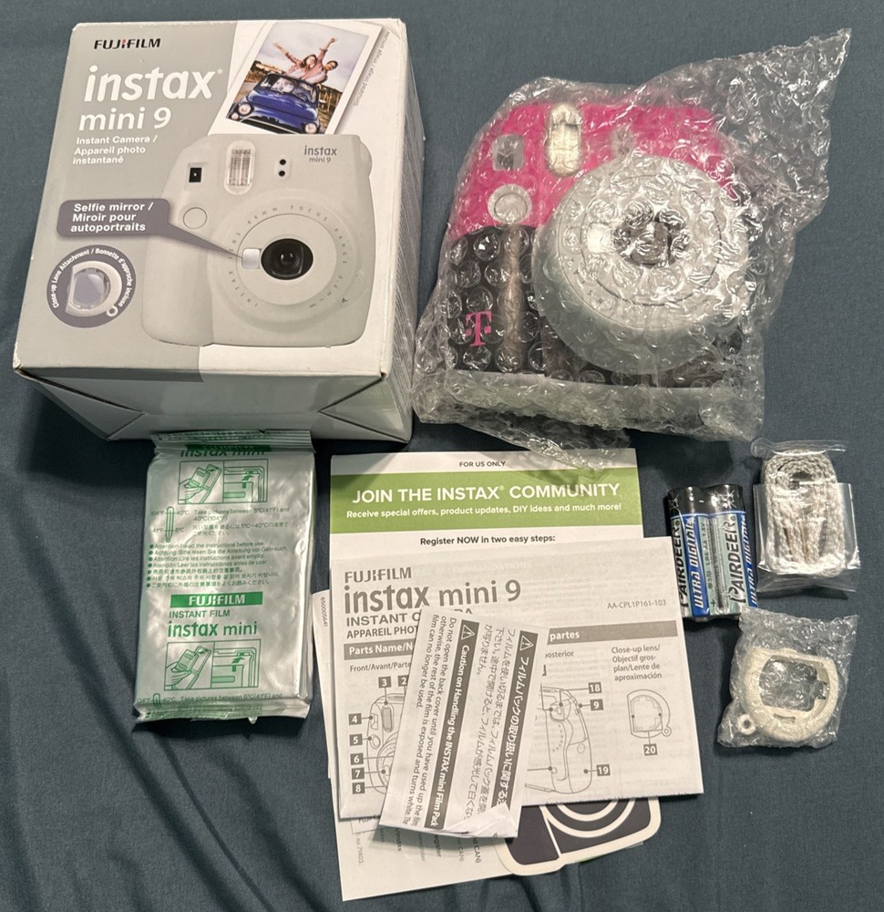 Fujifilm Instax Mini 9 Instant Fuji Camera Smoky White NEW Open Box T-Mobile