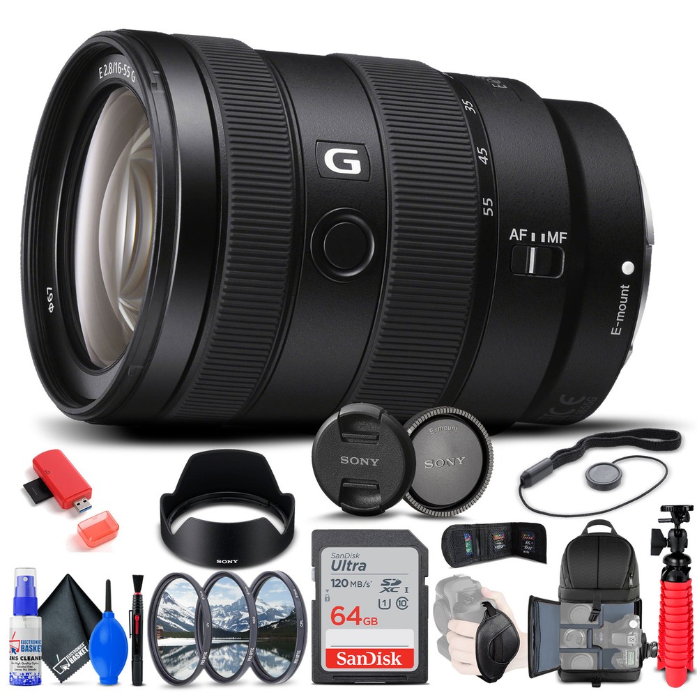 Sony E 16-55mm f/2.8 G Lens + Filter Kit + BackPack + 64GB Card + More