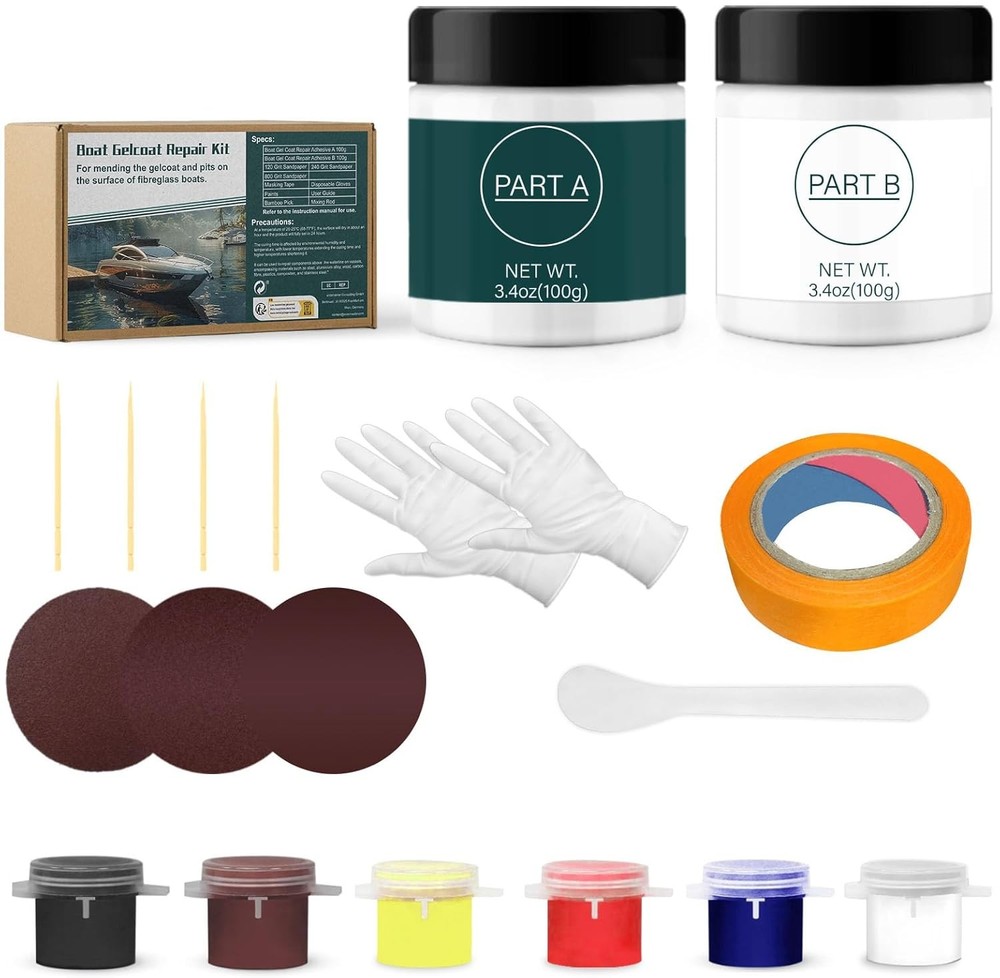 Marine Gel Coat Boat Repair Kit with Color Match for Fiberglass