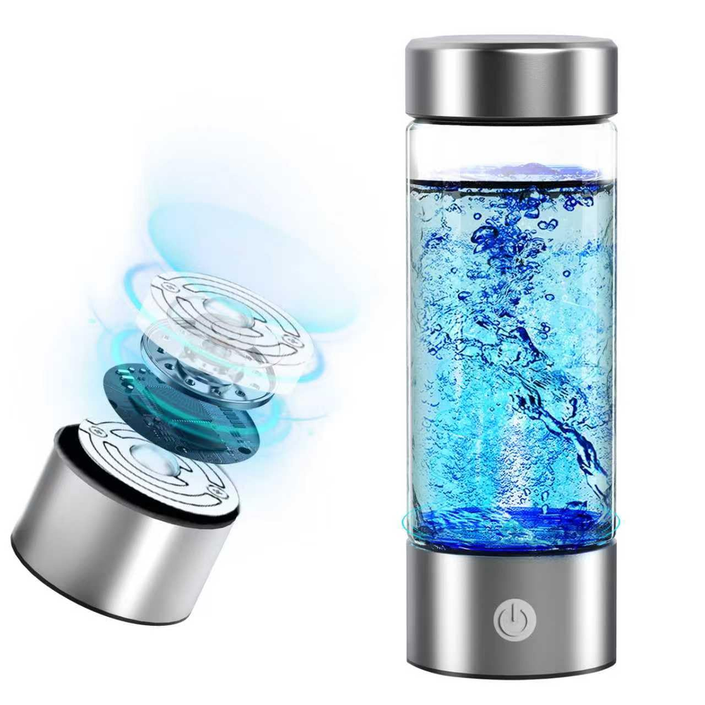 14 Oz Portable Hydrogen Water Bottle Generator with PEM-SPE Technology, USB Rech