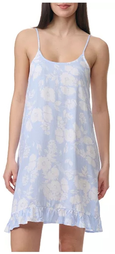 Splendid Women's Printed Ruffled-Hem Chemise - Shadow Floral White Large