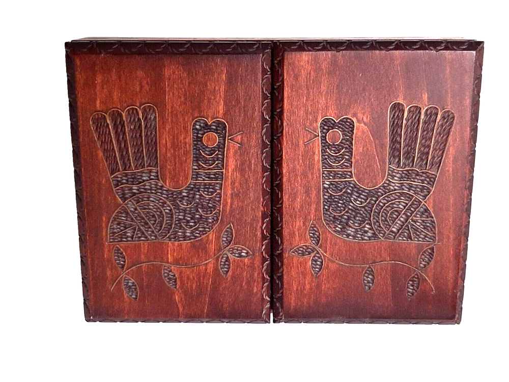 Wooden Hand Carved Playing Card Double Deck Holder + 2 Bicycle Decks  Poland