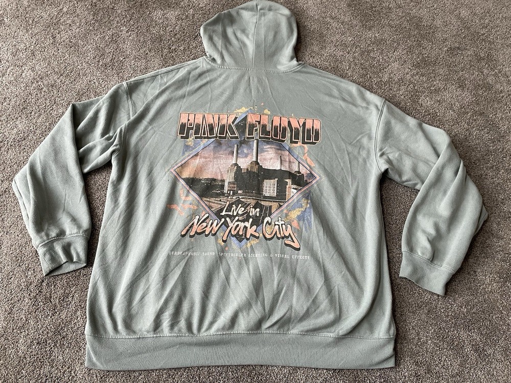 Pink Floyd Hoodie Sweatshirt Mens 2XL XXL Pale Green Rock Music Concert Full Zip