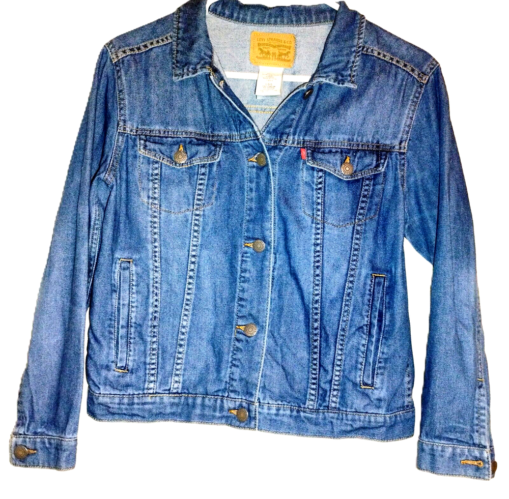 Stunning Levi's Women's Large Classic Original Trucker Jean Jacket Medium Wash