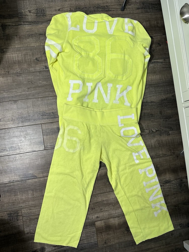 Y2K vintage Victoria’s Secret yellow pink full loungewear set