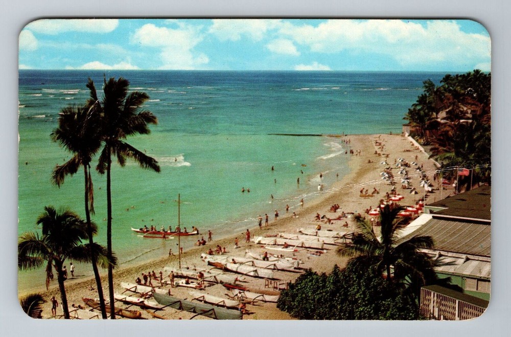 Waikiki HI-Hawaii, Aerial Of Waikiki Beach, Vintage c1962 Postcard